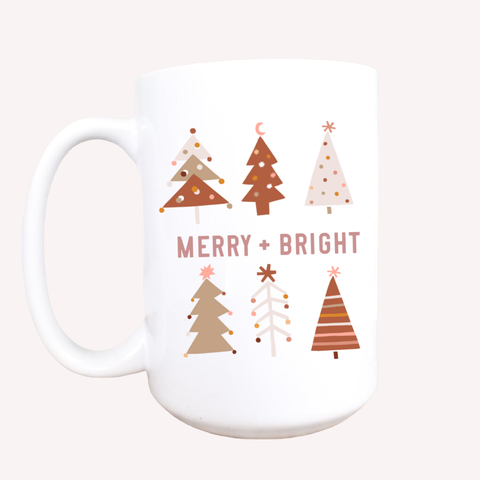 Merry and bright Christmas mug, Christmas coffee mug