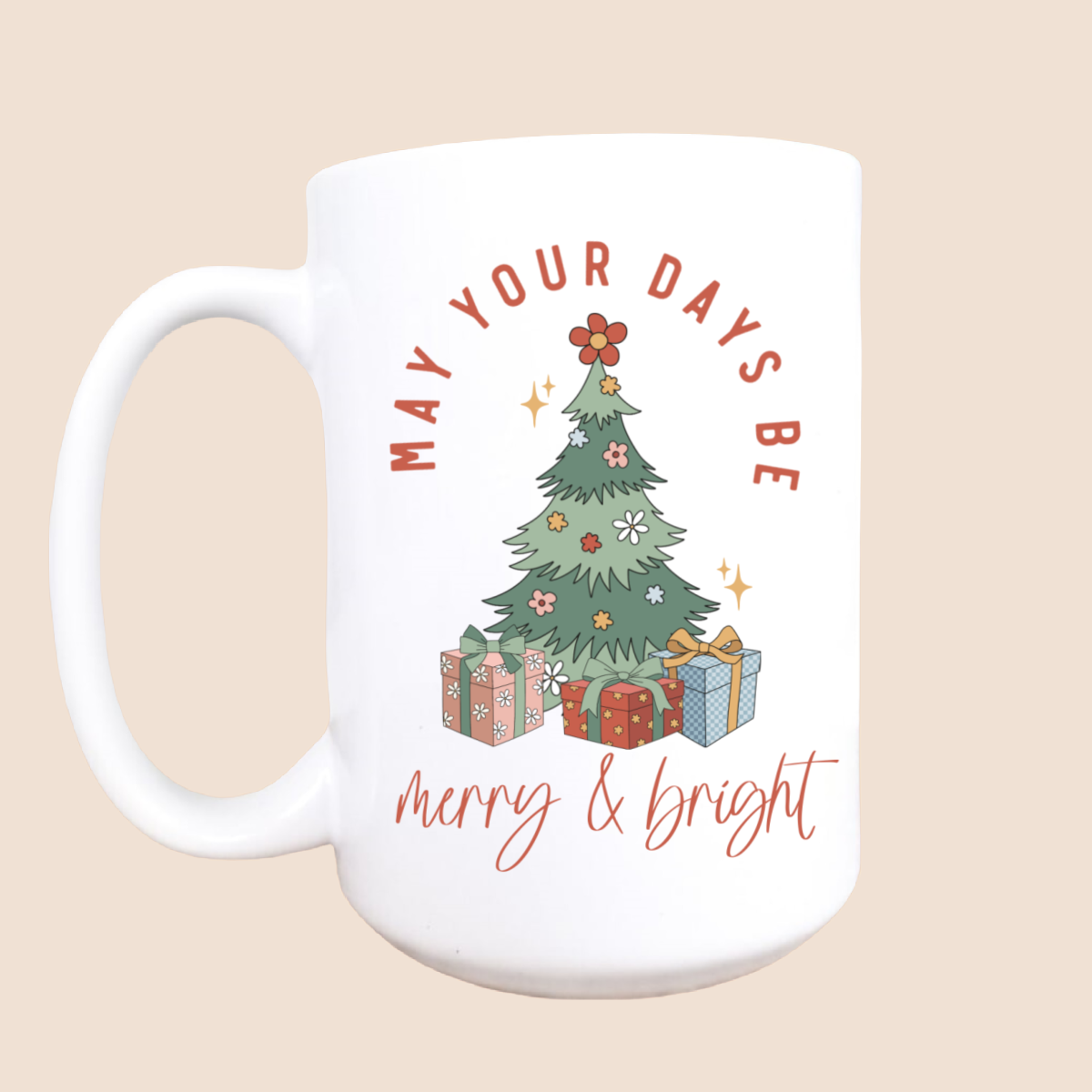 Merry and bright coffee mug, Christmas mug, Christmas